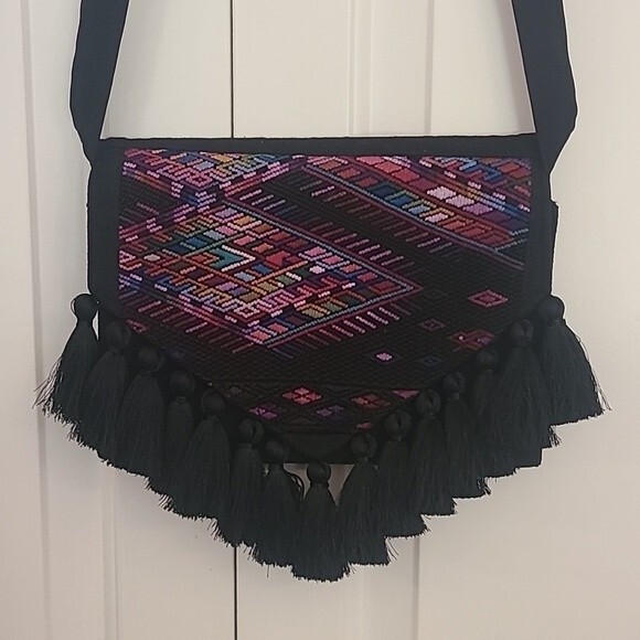 Mexican Woven Boho Fringe Geometric Gypsy Embroidered Crossbody/Clutch/Purse - Picture 1 of 11
